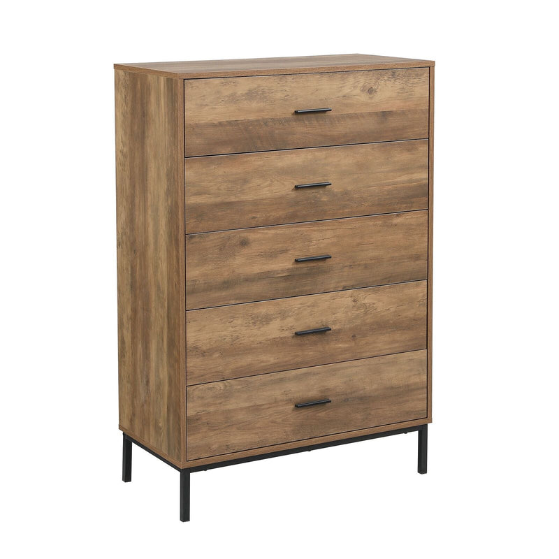 Bronx 5 Drawer Chest of Drawers Dresser & 2 Bedside Tables Bundle | Complete Bedroom Storage Set