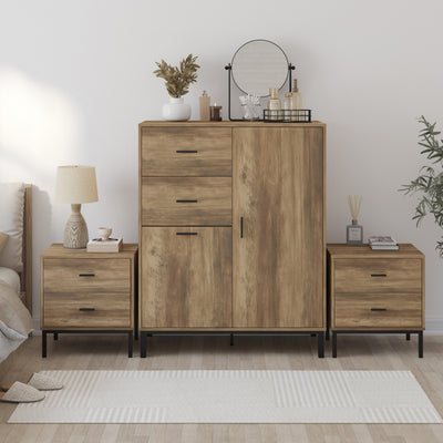 Bronx Bronx Wardrobe Chest Drawers Dresser and 2 Bedside Tables Drawers Bedroom Set