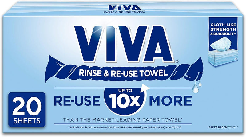 480x Viva Paper Towel Rinse & Re-Use Towel Reusable 20 Sheets x 24 Packs Bulk Box