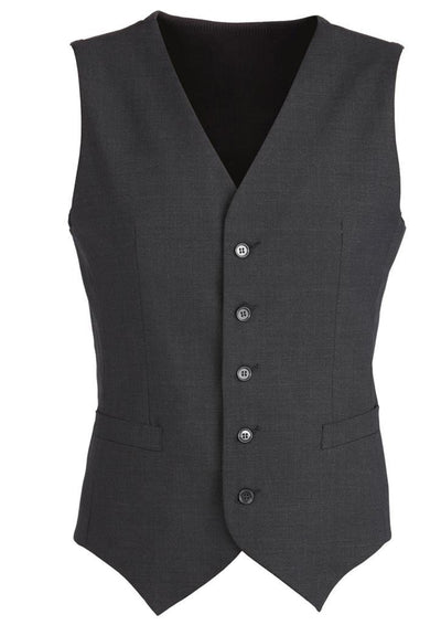 Mens Wool Blend Vest w/ Knitted Back Waistcoat Sleeveless Wool Blend - Charcoal