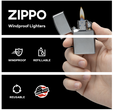 Zippo Jack Daniels and Flask & Windproof Lighter Gift Set - Made in USA