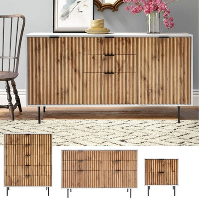 Chelsea Buffet Sideboard  6 Drawer Chest Dresser  5 Drawer Chest  Bedside Table Storage Bundle