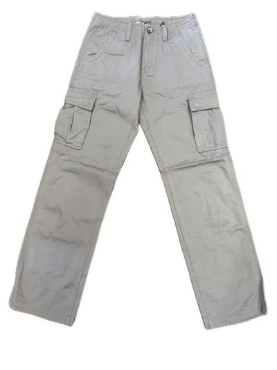 Mens 100% Cotton Cargo Pants Relaxed Easy Fit Straight Leg in Light Grey