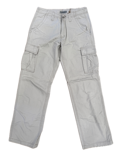 Mens 100% Cotton Cargo Pants Relaxed Easy Fit Straight Leg in Sand