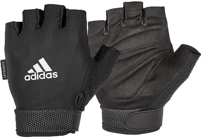 Adidas Adjustable Essential Gloves Weight Lifting Gym Workout Training - Black - Small