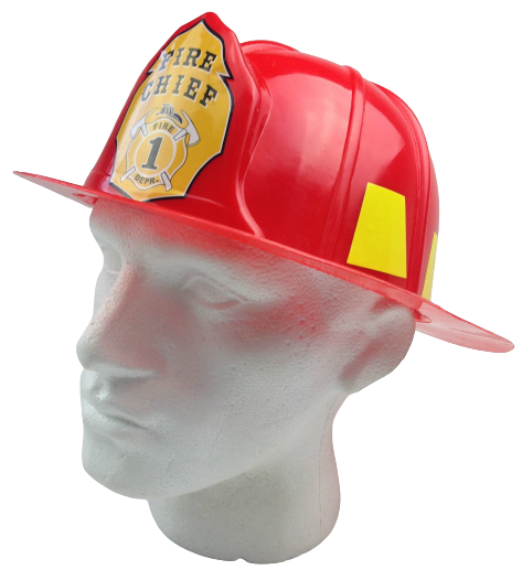 FIREMAN HAT Firemans Helmet Costume Dress Up Party Red Plastic Halloween Cap