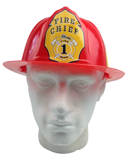 FIREMAN HAT Firemans Helmet Costume Dress Up Party Red Plastic Halloween Cap