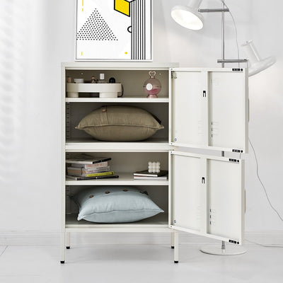 ArtissIn Double Storage Cabinet Shelf Organizer Bedroom White