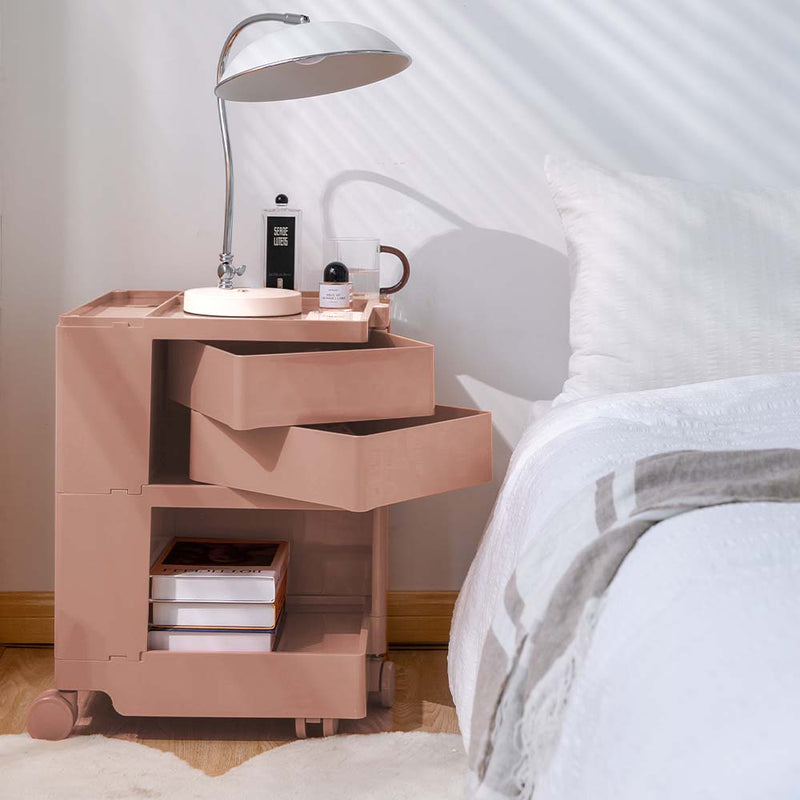 ArtissIn Bedside Table Side Tables Nightstand Organizer Replica Boby Trolley 3Tier Pink