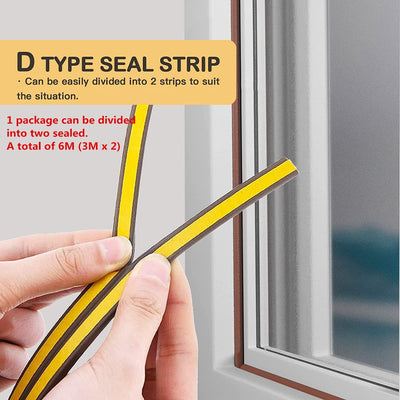 6M D Rubber Self Adhesive Seal Weather Strips Tape Door Window Draught Excluder