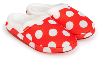 ARCHLINE Orthotic Slippers Slip On Scuffs Pain Relief Moccasins - Red Polka Dot