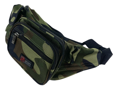 Canvas CAMO BUM BAG Camouflage Waist Travel Belt Wallet Money Security Zips