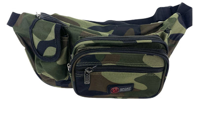 Canvas CAMO BUM BAG Camouflage Waist Travel Belt Wallet Money Security Zips