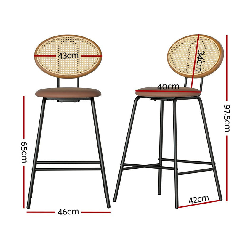 Artiss 2x Bar Stools PU Leather Stools Brown