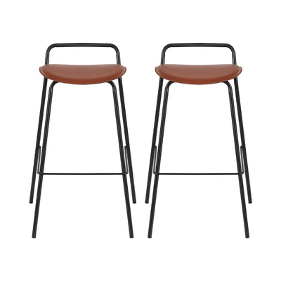 2x Artiss Bar Stools Kitchen Counter Stools Metal Brown
