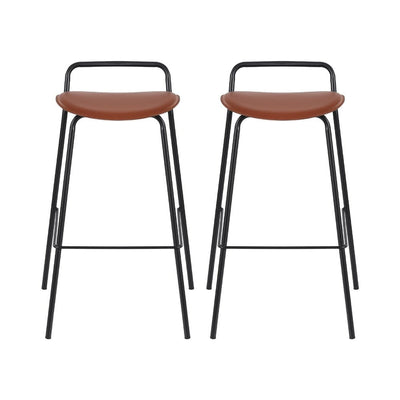 2x Artiss Bar Stools Kitchen Counter Stools Metal Brown