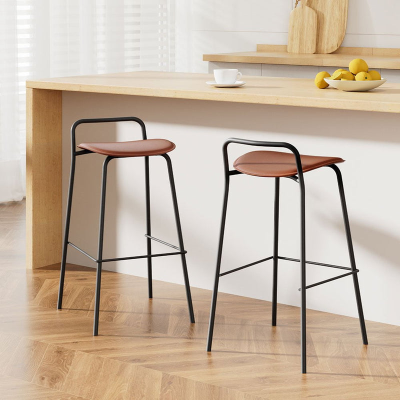 2x Artiss Bar Stools Kitchen Counter Stools Metal Brown