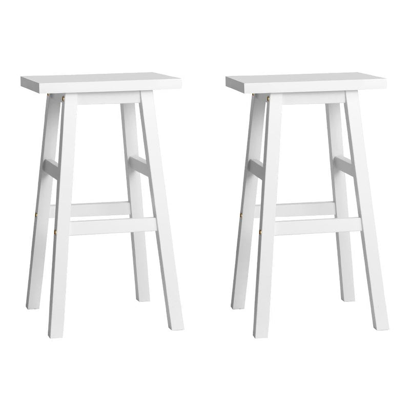 Artiss Bar Stools Kitchen Counter Stools Wooden Chairs White x2