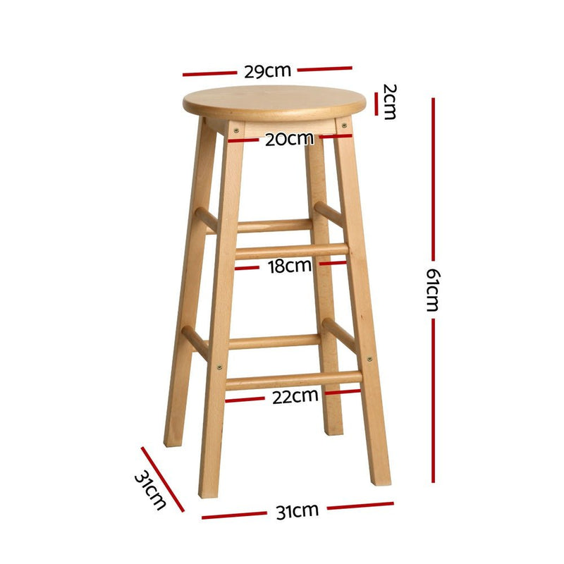 Artiss 4x Bar Stools Round Chairs Wooden Nature