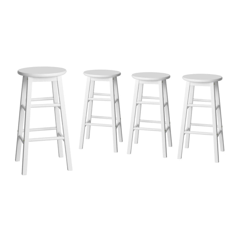 Artiss 4x Bar Stools Round Chairs Wooden White