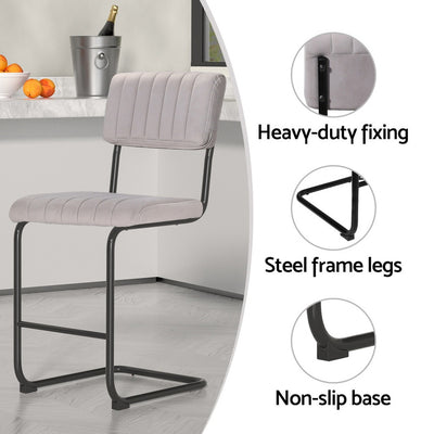 Artiss 4x Bar Stools Velvet Chairs Grey