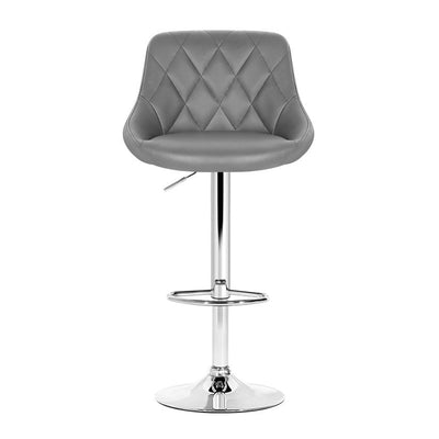 Artiss 4x Bar Stools Leather Padded Gas Lift Grey