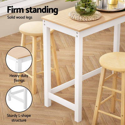 Artiss Bar Table and Stools Set Dining Desk Kitchen Chairs Cafe Pub