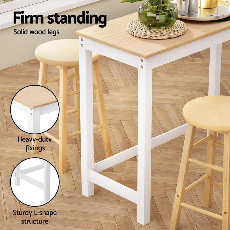 Artiss Bar Table and Stools Set Dining Desk Kitchen Chairs Cafe Pub