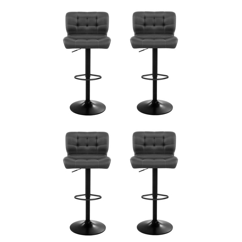 Artiss 4x Bar Stools Gas Lift Leather Padded Grey