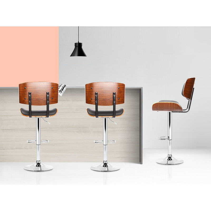 Artiss Bar Stools Gas Lift Leather Black