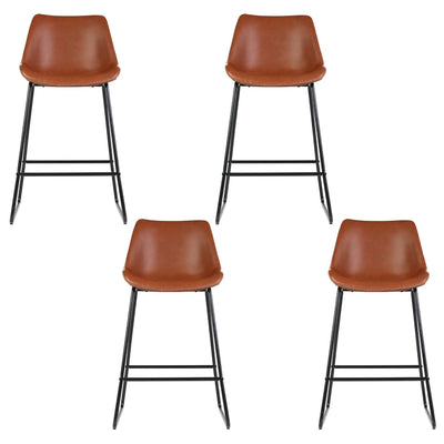 Artiss 4x Bar Stools Leather Padded Metal Legs Brown