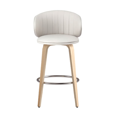 4x Artiss Bar Stools Dining Chairs Contoured Leather Wood Stool