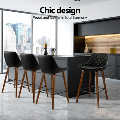 Artiss 4x Bar Stools PU Seat Wooden