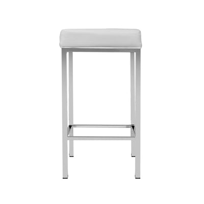 Artiss Set of 2 PU Leather Backless Bar Stools - White and Chrome