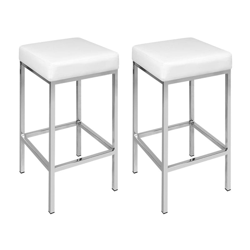 Artiss 4x Bar Stools Leather Padded Metal White