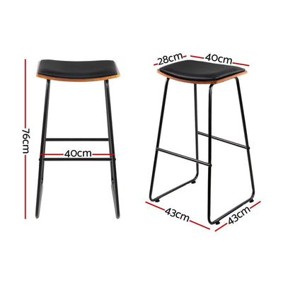 Artiss 4x Bar Stools Leather Padded Metal