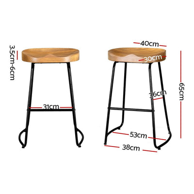 Artiss 4x Bar Stools Tractor Seat 65cm Wooden