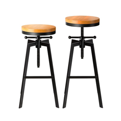 Artiss 2x Vintage Bar Stools Kitchen Stool Industrial Barstools Metal Swivel