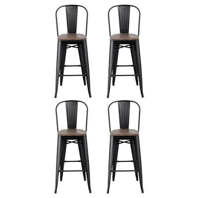 4x Artiss Metal Bar Stools Wooden Seat Retro Counter Stool