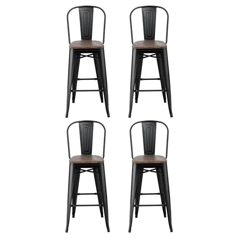 4x Artiss Metal Bar Stools Wooden Seat Retro Counter Stool