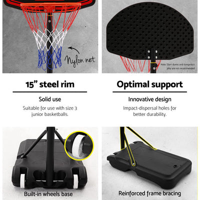 Everfit 2.1M Adjustable Portable Basketball Stand Hoop System Rim Black