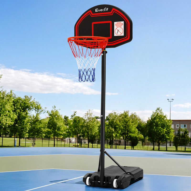 Everfit 2.1M Adjustable Portable Basketball Stand Hoop System Rim Black