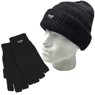 2pcs Set 3M Thinsulate Beanie Hat + Fingerless Knit Gloves Insulation Thermal