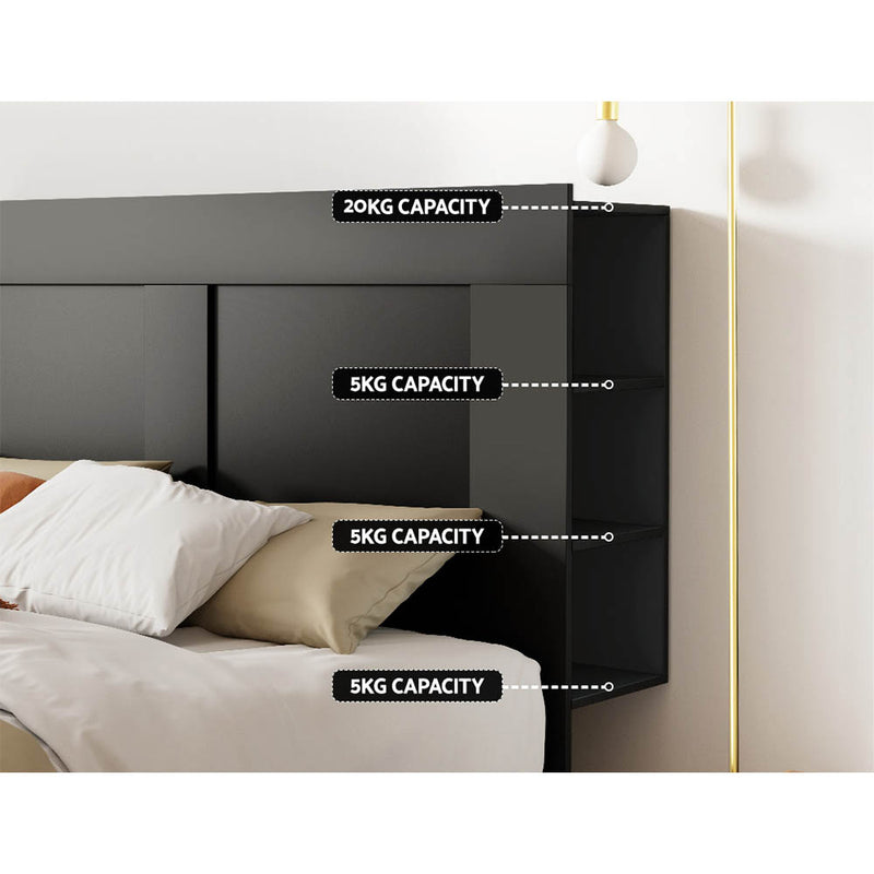 Artiss Bed Head Headboard Queen with Shelves - CABI Black