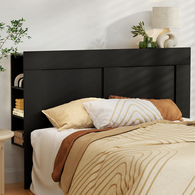 Artiss Bed Head Headboard Queen with Shelves - CABI Black