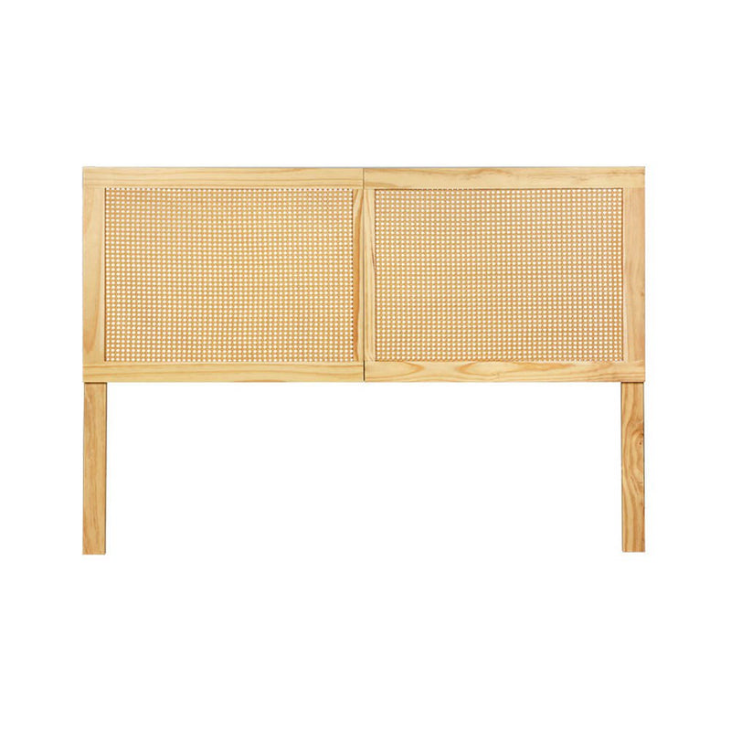 Artiss Bed Head Headboard Queen Rattan - RIBO Pine