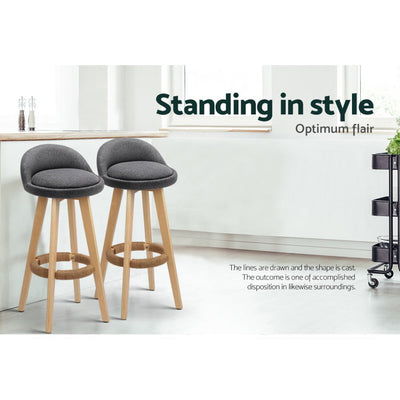 Artiss 4x Bar Stools Padded Linen Wooden Grey