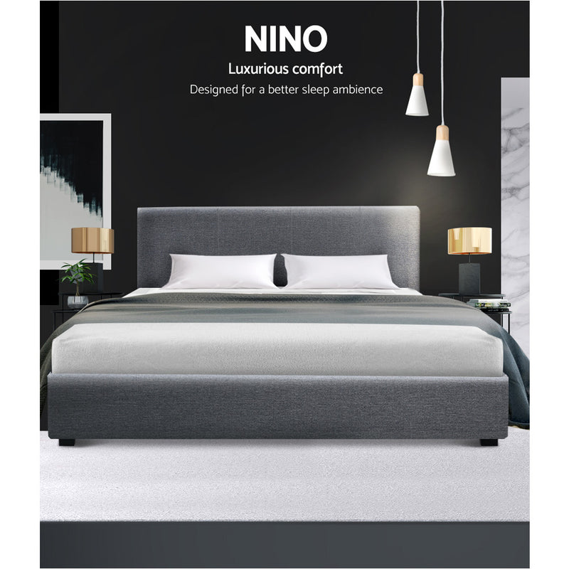 Artiss Nino Bed Frame Fabric - Grey Queen