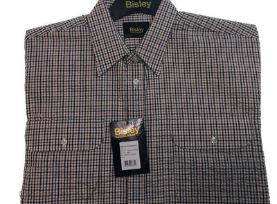 BISLEY SEERSUCKER SHORT SLEEVE SHIRT Plus King Size Work Cotton Blend Check