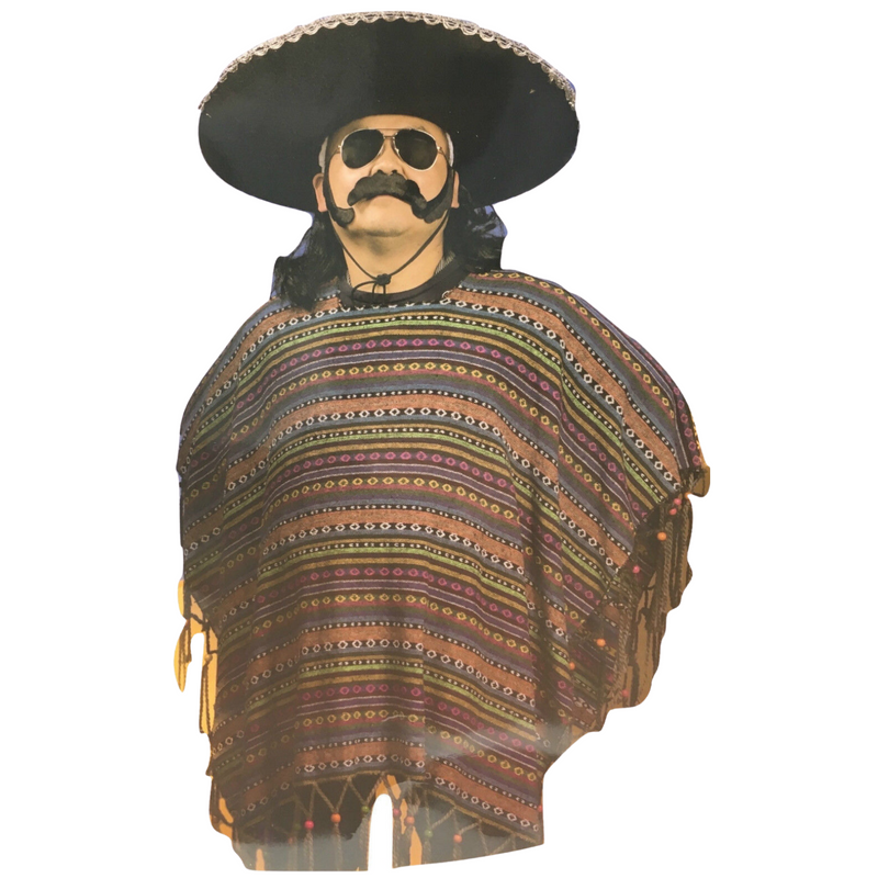 PREMIUM MEXICAN PONCHO Spanish Costume Wild West Cowboy Party Bandit  2180